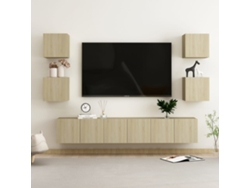 7 Pzs Pack de Muebles de Armario Tv Contrachapado Roble Sonoma