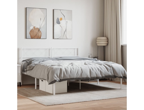 Estructura de cama con cabecero VIDA XL metal blanco (135x190 cm)