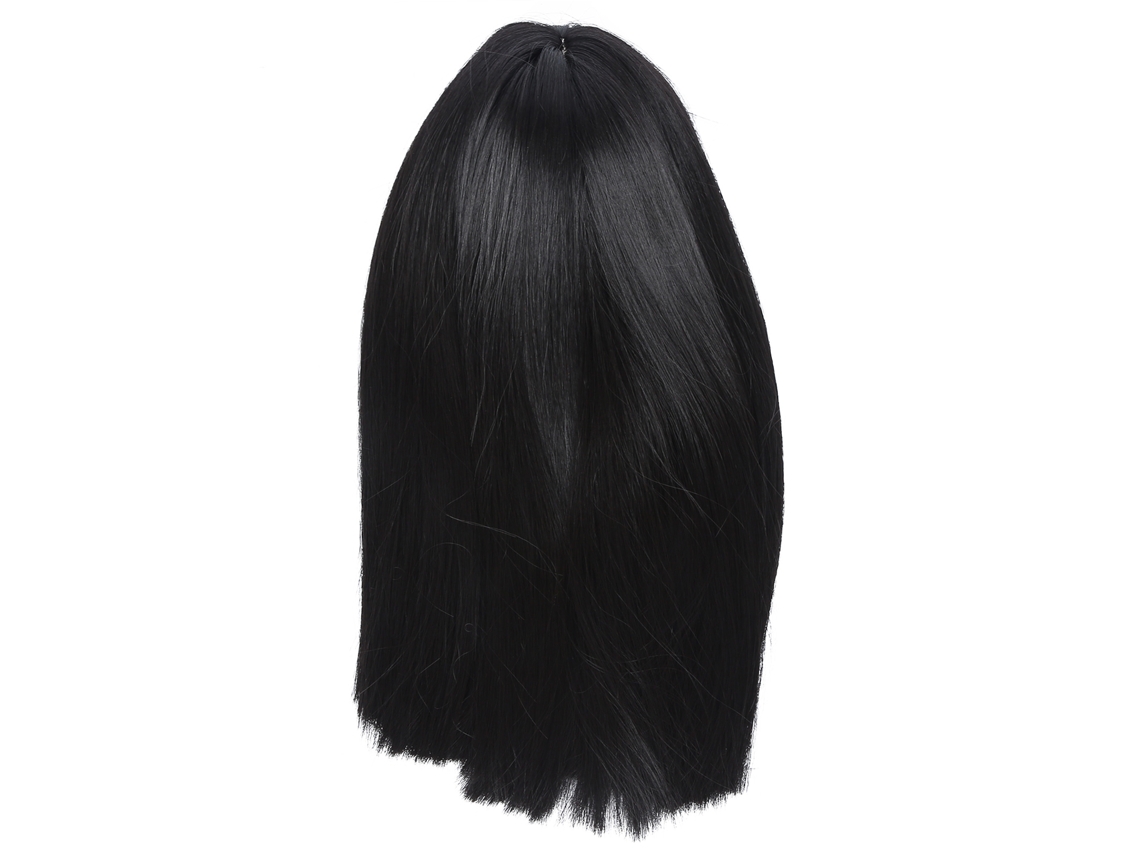 Peluca Larga Y Lisa Negra Con Flequillo Para Fiestas Y Cosplay.
