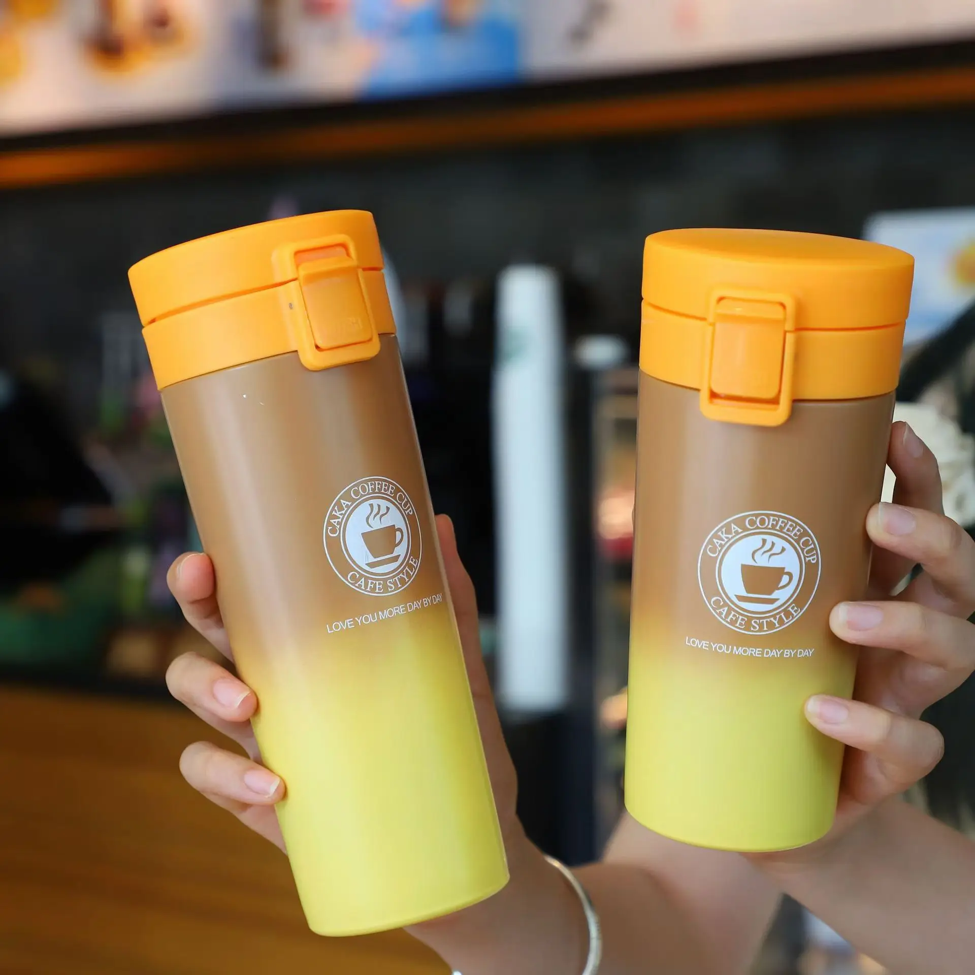Caneca Térmica/copo De Aço Inoxidável (amarelo Degradê, 510 Ml), À Prova De Vazamentos E Com Isolamento Térmico Para Chá E Café.