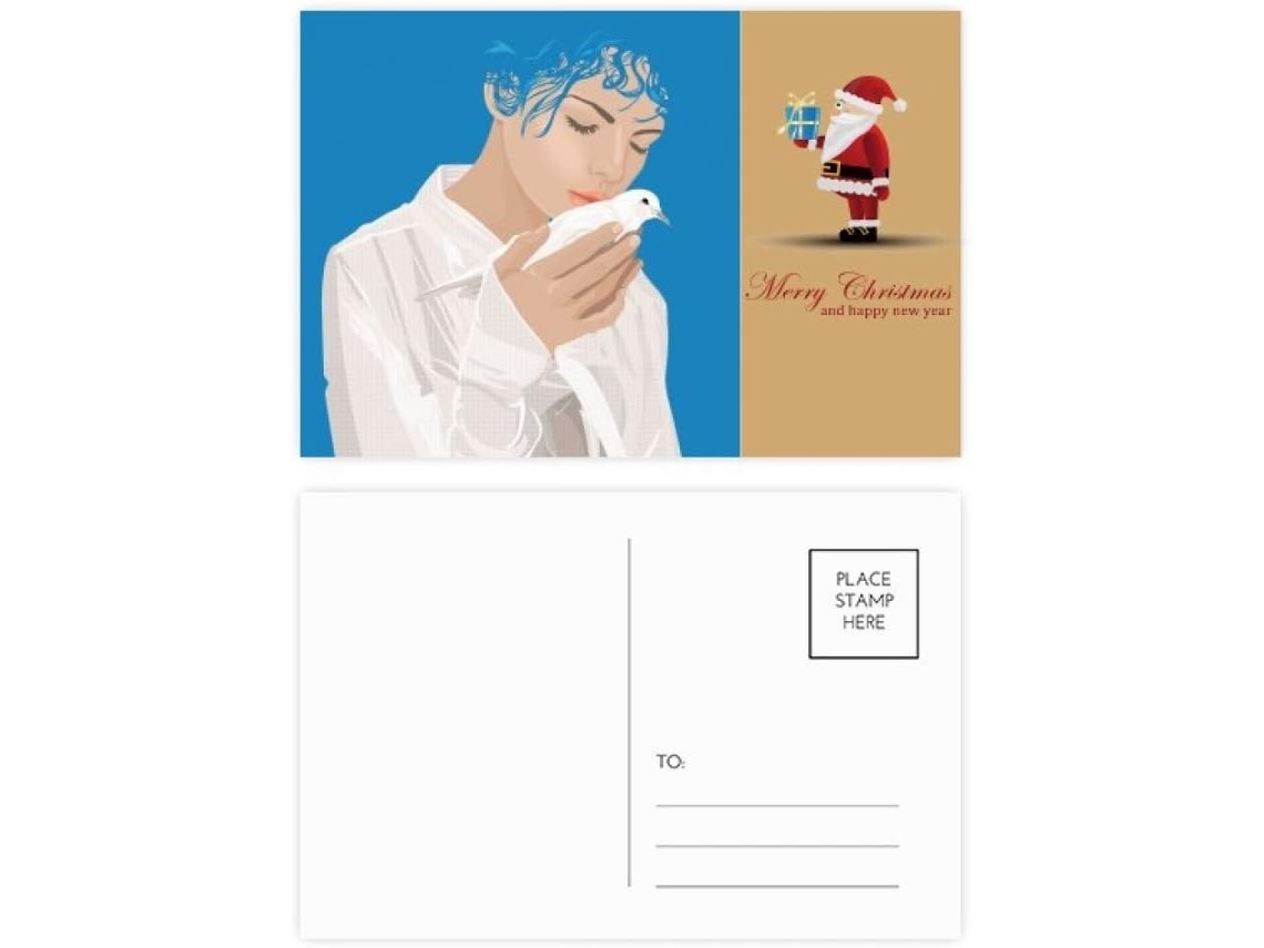 Besportble Pack De Blue Peace Girl Y Papá Noel 14,6 X 9,8 Cm Incluye Líneas Para La Dirección Postal, Un Re...