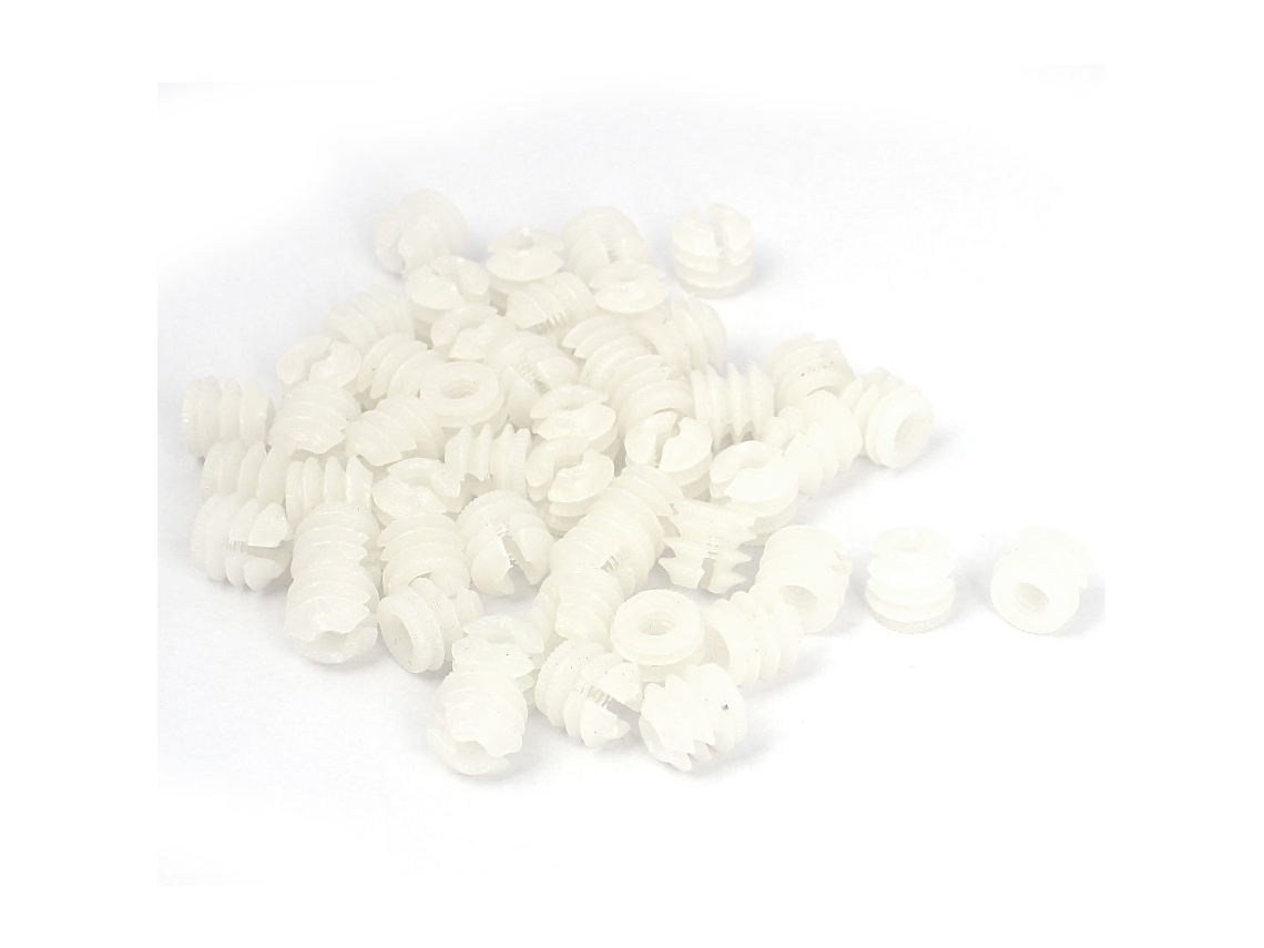 Tuercas de seguridad para muebles, blancas, 50 unidades, a presión, de plástico, M5, 10 mm x 11 CHABERLU