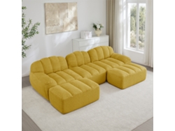 Sofá Modular En U 3 Plazas Con Otomanas Amarillo