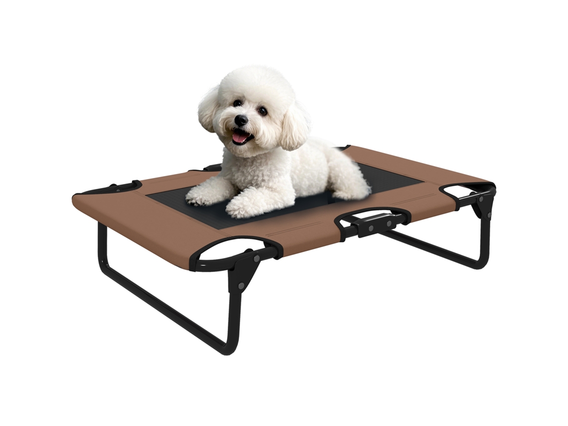 Cama elevada para perros, plegable, tela Oxford, para exteriores, 75x51x18cm, color café.