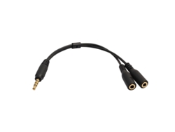 Adaptador divisor de auriculares de 3,5 mm con micrófono (1 conector hembra a 2 conectores macho). Mdug