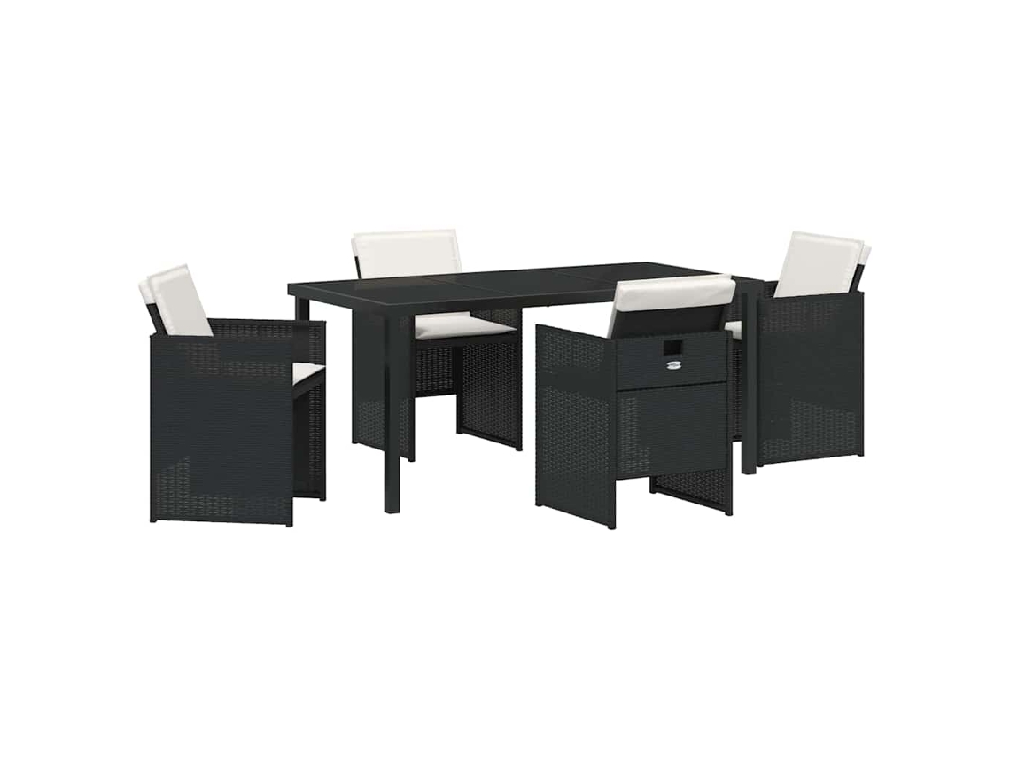 Maison Exclusive - Conjunto De Comedor De Jardín 5 Pcs Negro Ratán Sintético