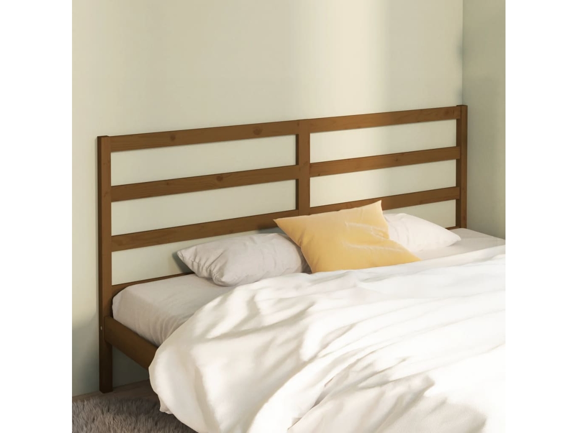 Cabecero De Cama Madera Maciza De Pino Marrón Miel 206x4x100 Cm