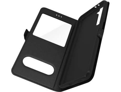 Carcasa Samsung Galaxy S21 AVIZAR con doble ventana y soporte Negro