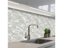 Paneles para salpicadero de cocina, acabado perlado brillante - Blanco - Shell 200x60 cm