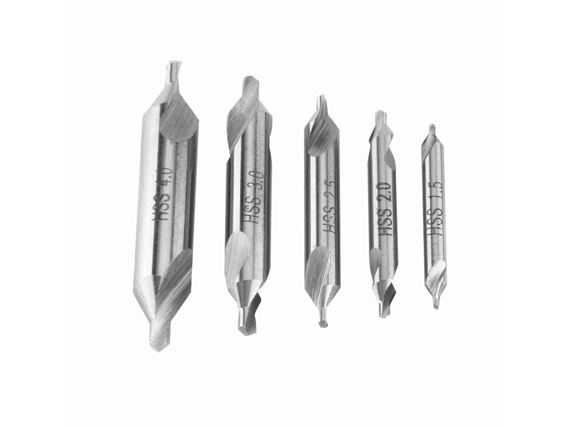 Juego De 5 Brocas De Acero De Alta Velocidad Para Centrado, 60 Grados, 1,5/2/2,5/3/4 Mm Para Trabajos De Metalurgia Y Roscado.