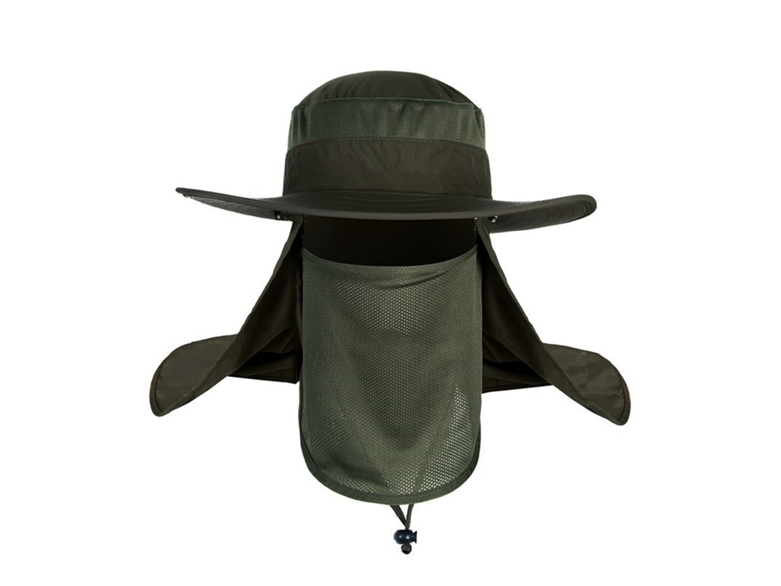 2026rebe-gorra Solar Para Hombre De Secado Rápido Impermeable Con Velo Desmontable Para Pesca Camping Senderismo Verde Militar