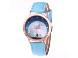 Reloj De Cuarzo Con Correa De Cuero Pu Dial Cielo Estrellado Unisex Zhoulianfa Azul Claro
