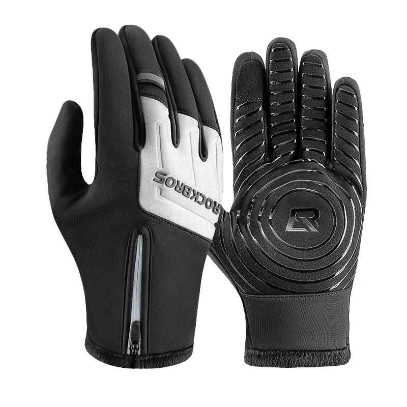 Guantes de ciclismo (blancos, talla XXL) compatibles con pantallas táctiles, resistentes al viento y cálidos, con los dedos totalmente cubiertos.