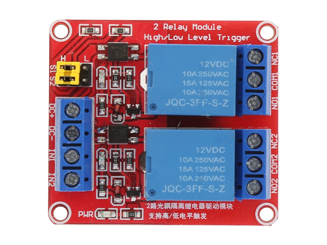 Módulo De Relé De 2 Canales Con Aislamiento, Optoacoplador, Activación Por Nivel Alto/bajo, 12 V
