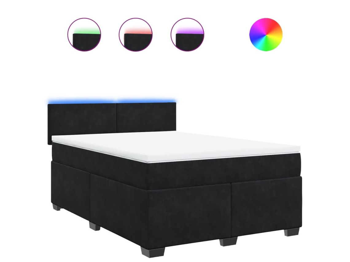 Maison Exclusive - Cama Box Spring Con Colchón Terciopelo Negro 140x190 Cm