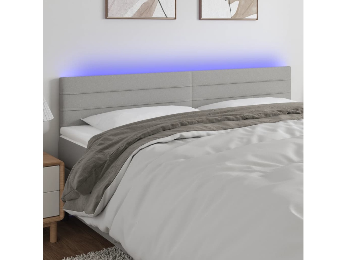 Cabecero Con Led De Tela Gris Claro 160x5x78/88 Cm