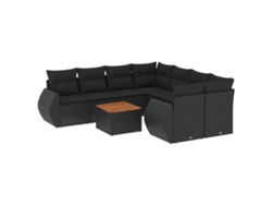 Maison Exclusive - Set De Sofás De Jardín 8 Piezas Y Cojines Ratán Sintético Negro