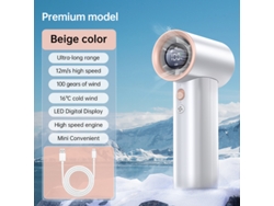 Ventilador portátil pequeño para exteriores, recargable, de alta velocidad, con turbina eólica, color beige, Yuysan