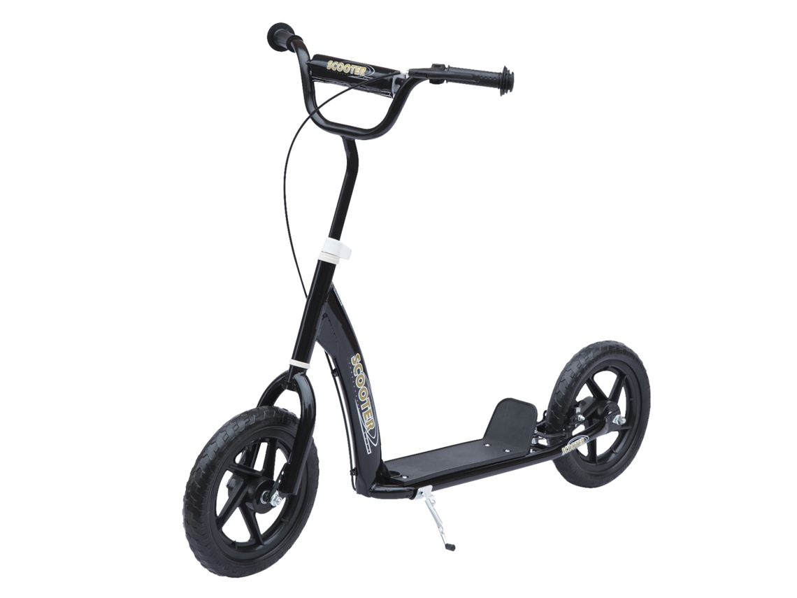 Patinete Infantil Para Niños De 5 A 12 Años, 12 Pulgadas, Freno, Manillar Ajustable, Negro, 120x52x80-88