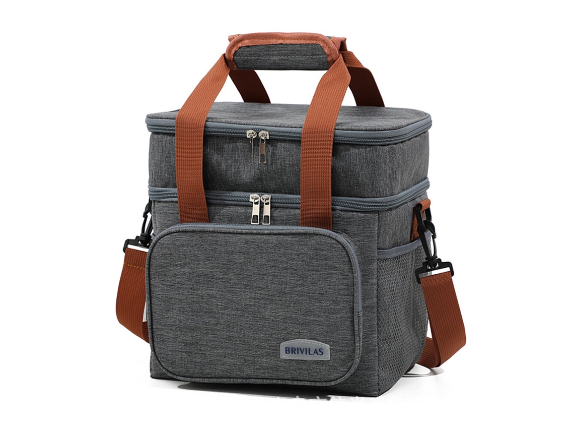 Ipree Bolsa Térmica Portátil Camada Dupla Cinza Almoço Camping Mochila Oxford Grande Capacidade Piqueniques Churrascos Ar Livre