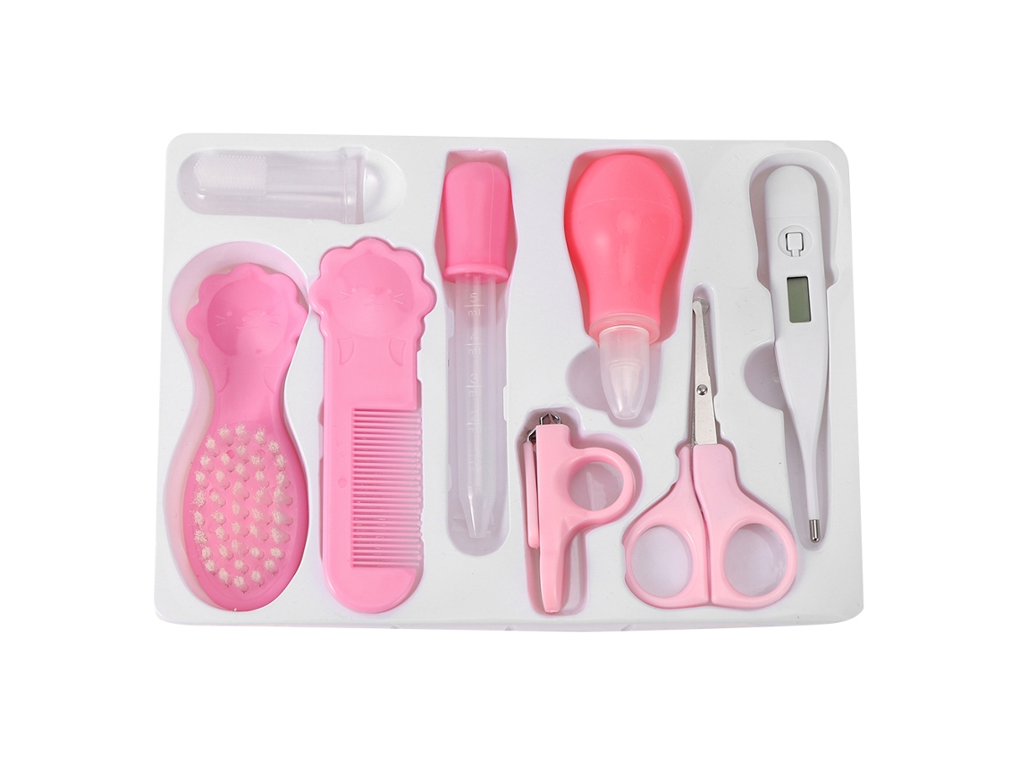 Kit De Cuidado Para Bebés Recién Nacidos Con Tijeras, Cortaúñas, Termómetro Y Accesorios Seguros - Rojo