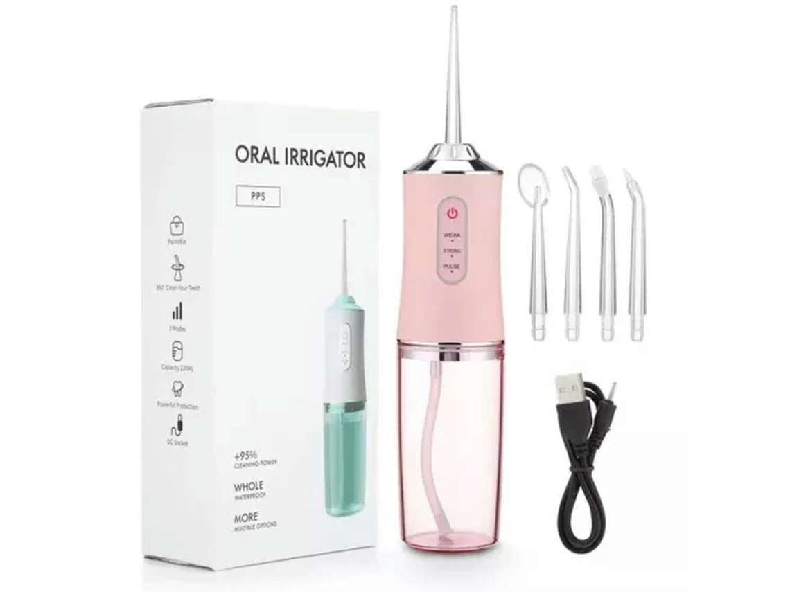 DIGITALLAB Irrigador bucal portátil Flosser de agua dental Chorro de agua recargable por USB Rosa