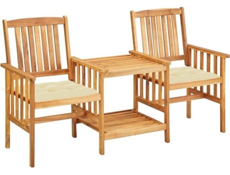 vidaXL Sillas y mesita de jardín con cojines madera maciza acacia