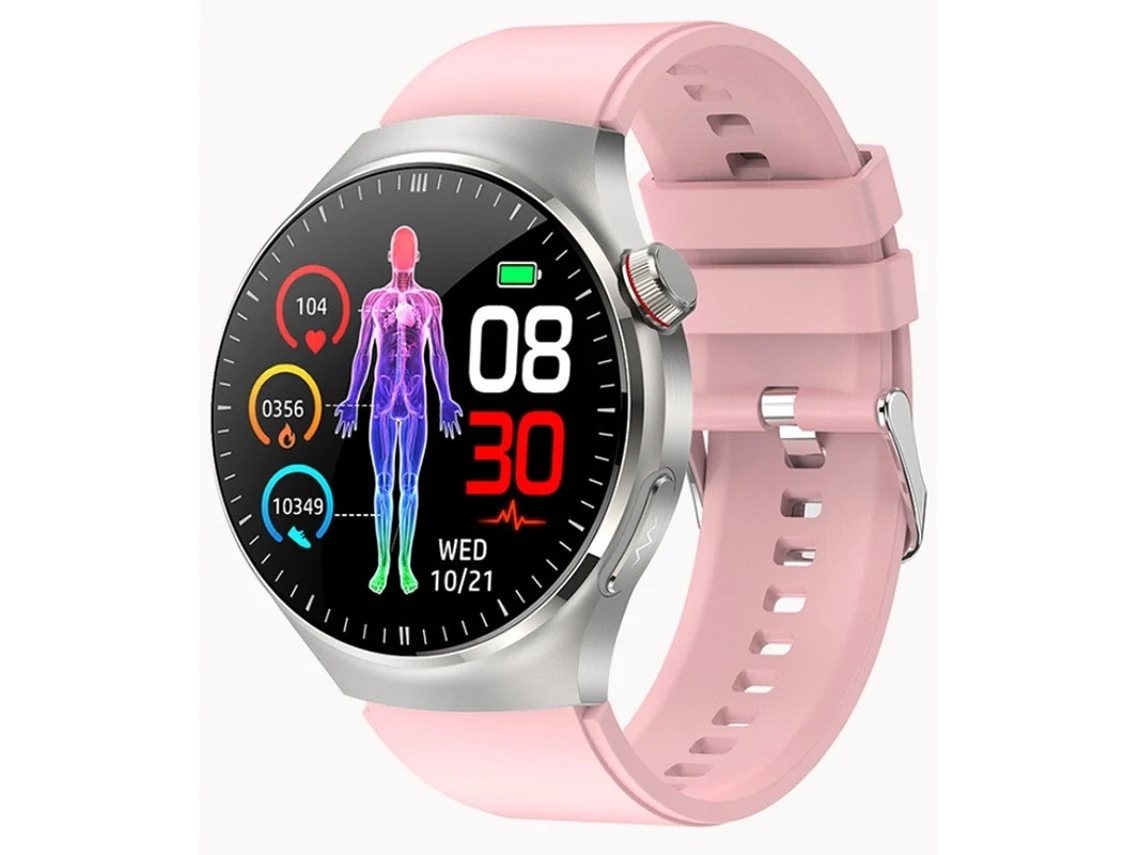 Reloj inteligente con control de salud con un solo toque, ECG, presión arterial, medición de grasa corporal y función SOS, rosa Bestvite