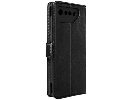 Carcasa para Asus Rog Phone 7 Cuero Auténtico Tarjetero Soporte Vídeo Negro AVIZAR