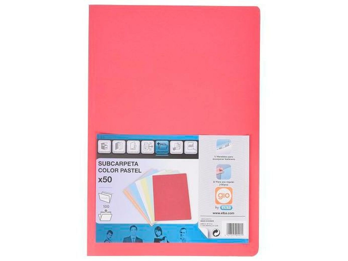 Subcarpeta Elba GIO Rojo Din A4 (50 Unidades)