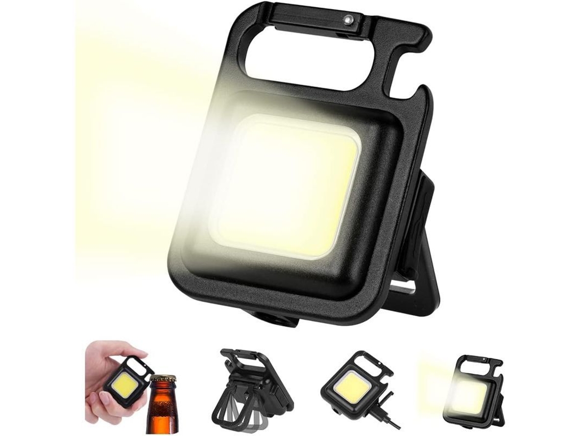 Linterna de trabajo COB recargable de 500 lúmenes, modelo 2026, mini linterna portátil impermeable con llavero y clip magnético.
