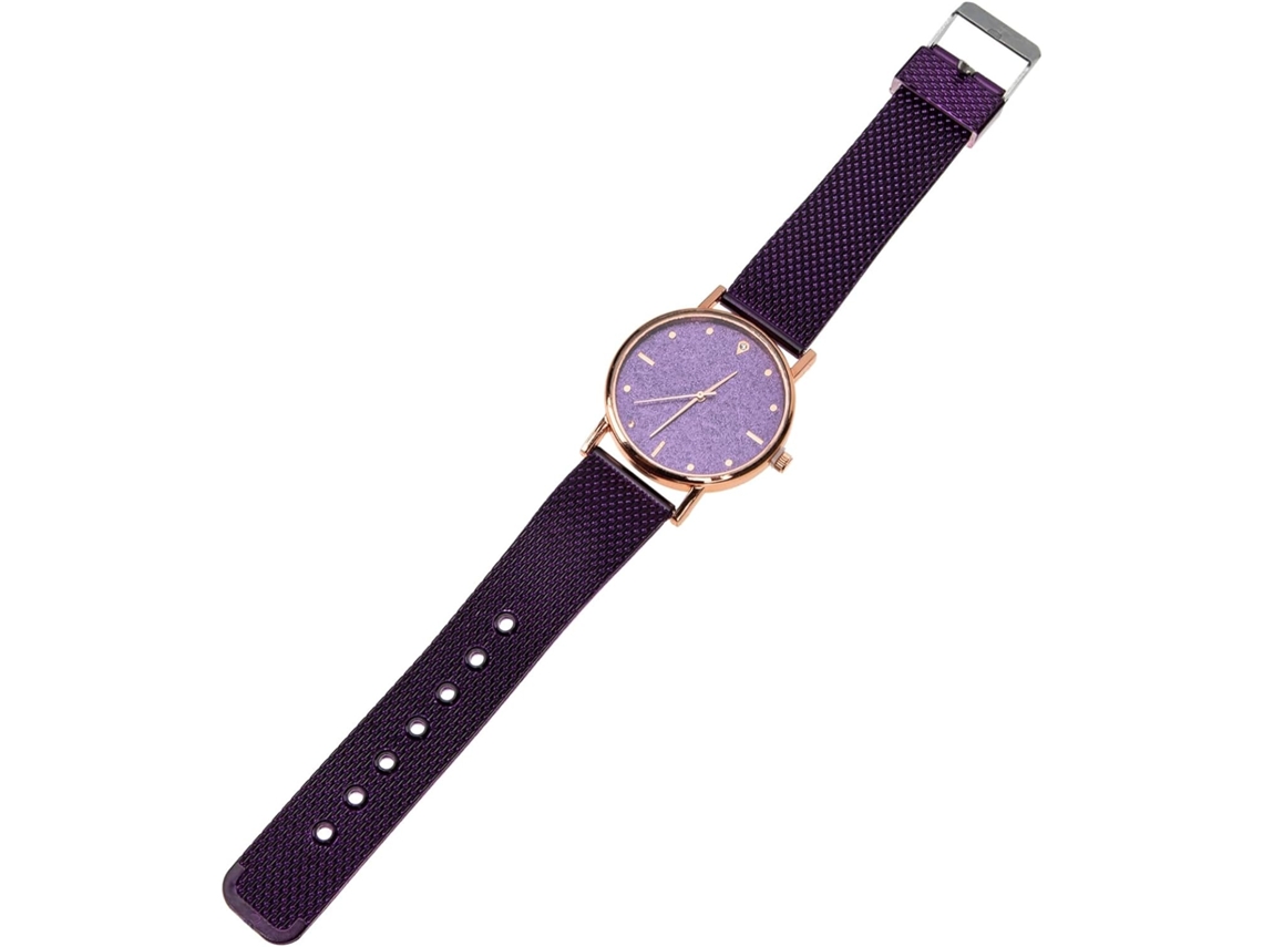 Reloj Pulsera Cuarzo Mujer Correa Silicona Morada Elegante Ajustable Ideal Tiempo Libre Diario Usar