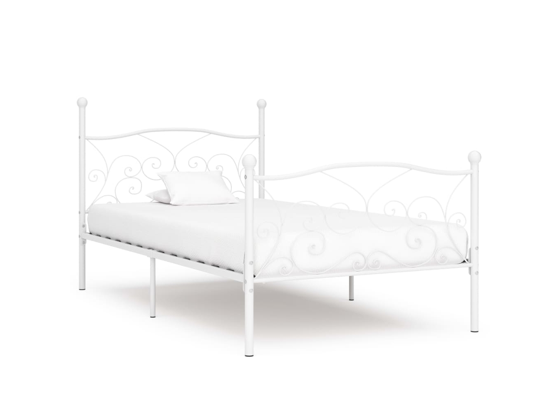 Estructura Cama Con Somier Sin Colchón Metal Blanco 100x200 Cm