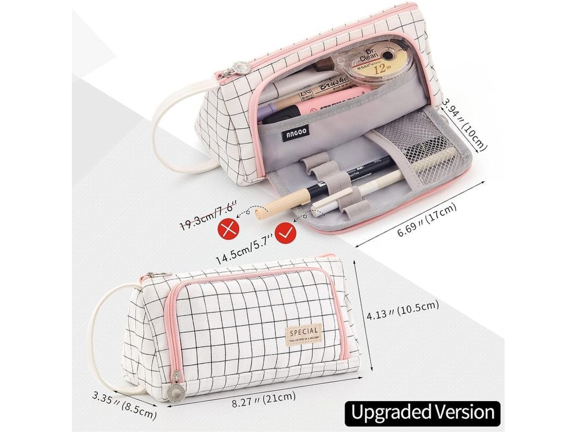 2026rebe-bolsa De Lápices Grande, Estuche De Almacenamiento Alto Para Colegio Universidad Oficina (fairy Plaid)