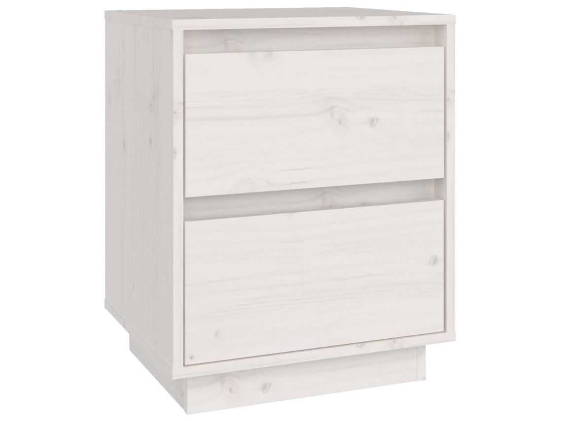 Mesita de noche de madera maciza de pino, blanca, MAISON EXCLUSIVE (40x35x50 cm)