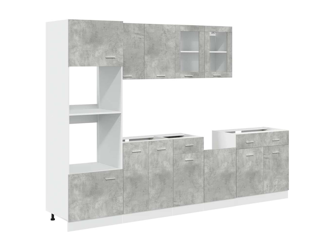 Juego de 7 gabinetes de cocina Lyon Cemento Gris MAISON EXCLUSIVE