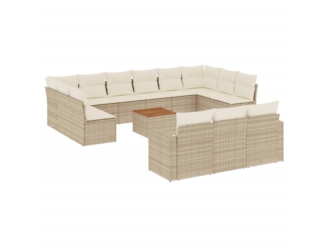 Conjunto 14 sofás de jardín VIDAXL con cojines ratán sintético beige