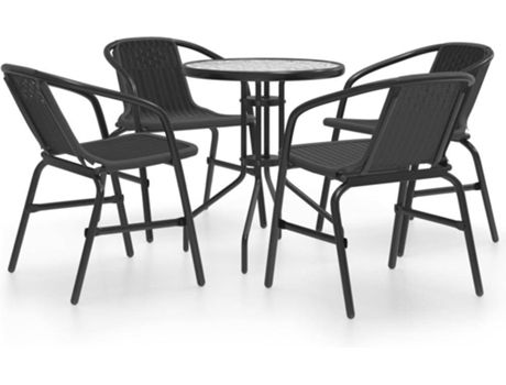 Conjunto 5 de comedor de jardín de VIDAXL negro