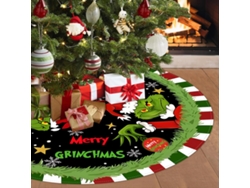 Falda para árbol de Navidad roja y verde de 81 cm con cuello, decoración suave de estilo rústico para fiestas navideñas (Estilo A)