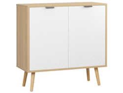 Armário Multifuncional Moderno em Aglomerado e Madeira de Pinho com Prateleira Interna Ajustável em 3 Níveis, 77x35x77,5 Cm ZENCORE SERVICES