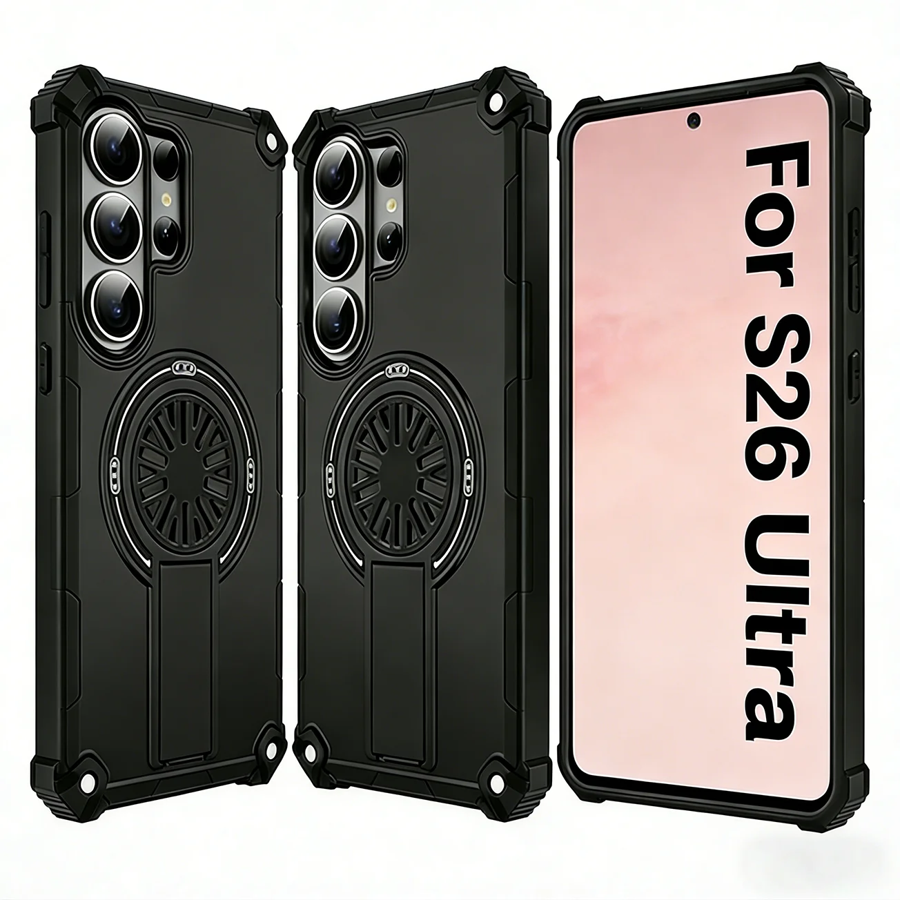 (galaxy S26 Plus Negro) Compatible Con La Funda Protectora Magnética Samsung Magsafe Con Soporte Plegable Y Cubierta Trasera.