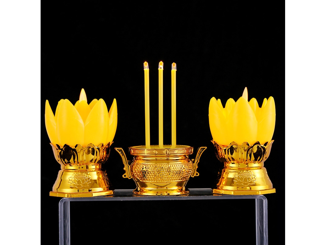 Baok-soporte De Vela Simulada De Loto Led, Lâmpada Elétrica Luminosa, Cor Amarela