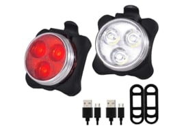 Conjunto Luz Bicicleta Frontal/trasera 4modos Ipx8 Roja Yizhood