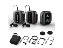 El sistema es compatible con mini micrófonos de solapa inalámbricos de 2,4 GHz para transmisión portátil de audio y video. Mdug