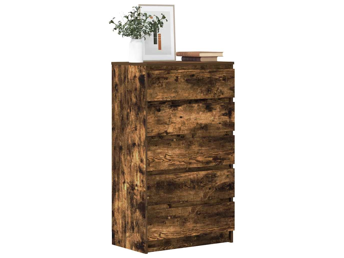 Cómoda De Madera Contrachapada Roble Ahumado 60x36x103 Cm