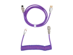 Cabo De Teclado Mecânico Gamer Coiled Com Conector Usb C Metal Detachable Double Sleeve Roxo