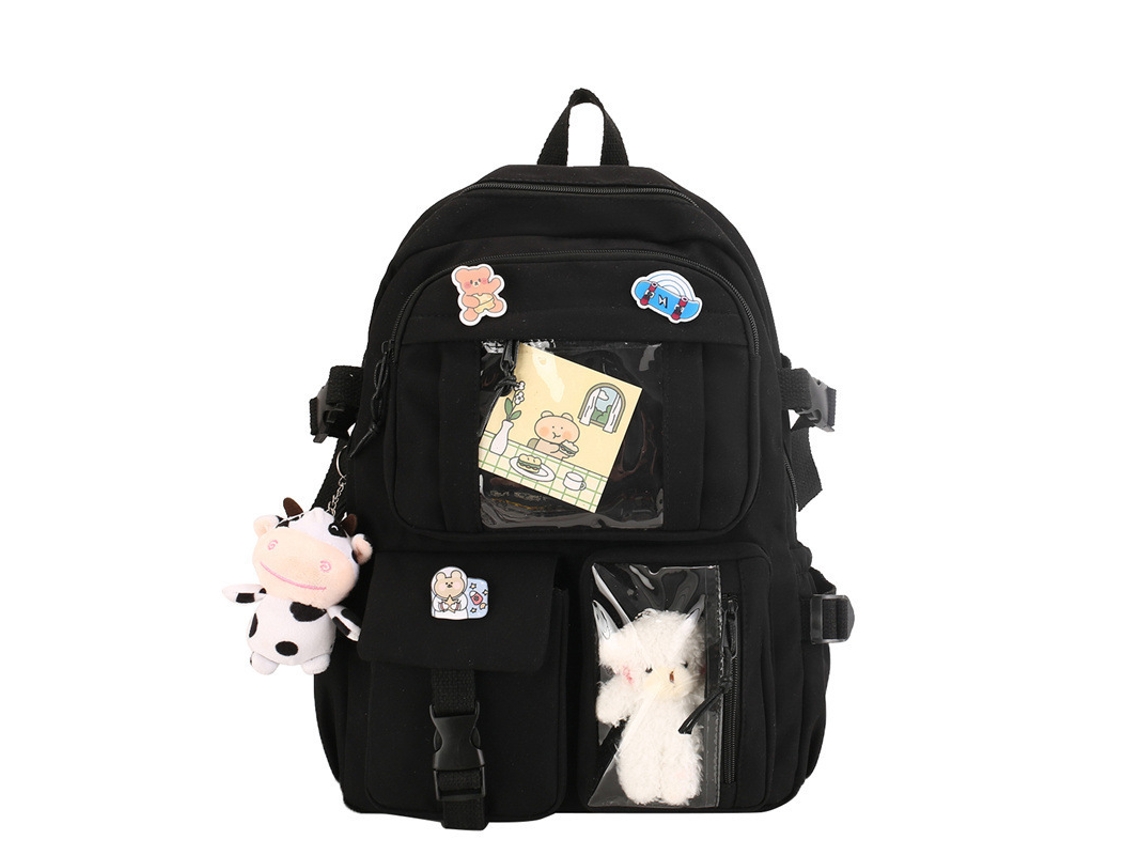 Mochila nova versão coreana da estudantil Oxford de pano gira preto