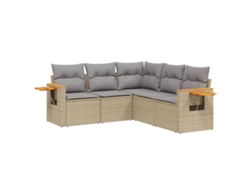 Conjunto 5 de sofás jardín con cojines VIDAXL ratán sintético beige