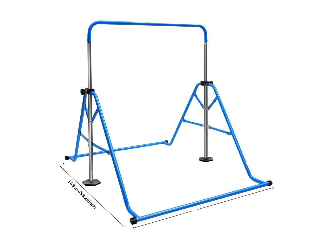 Barra de gimnasia, carga máxima 100 kg, altura ajustable 115-155 cm, diseño compacto, OEM azul