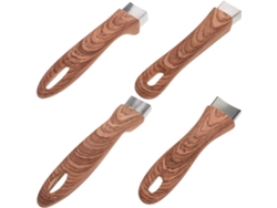Juego de 4 asas de madera largas y extraíbles para ollas Gokoco con revestimiento antiadherente y antiescaldaduras.